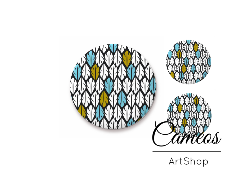 Glass cabochon set 1x25mm and 2x12mm or 1x20mm and 2x10mm, Retro - S1473 - Cameos Art Shop