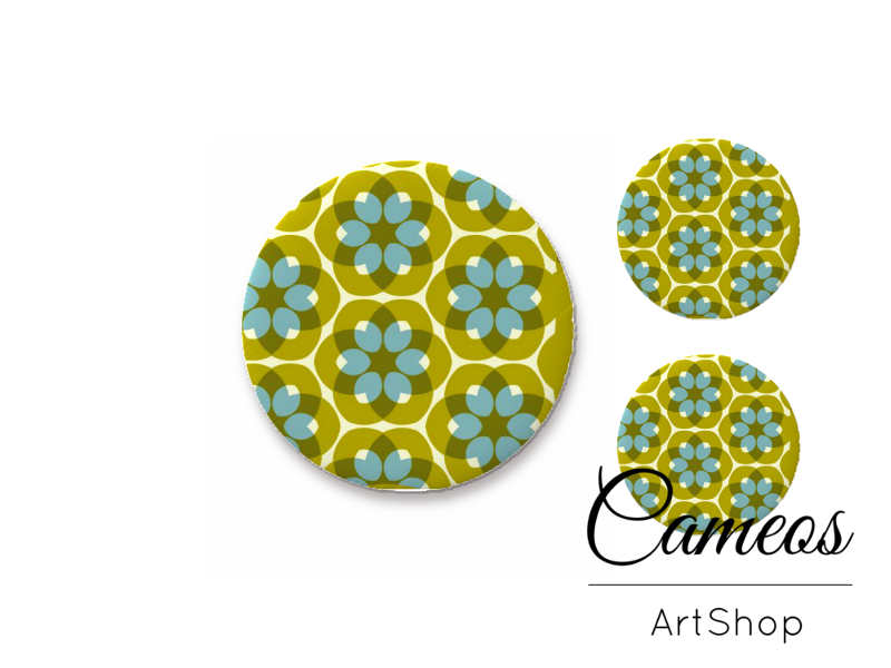Glass cabochon set 1x25mm and 2x12mm or 1x20mm and 2x10mm, Retro - S1475 - Cameos Art Shop