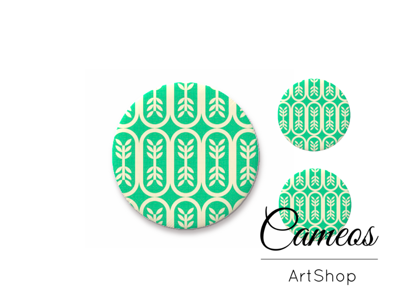 Glass cabochon set 1x25mm and 2x12mm or 1x20mm and 2x10mm, Retro - S1476 - Cameos Art Shop