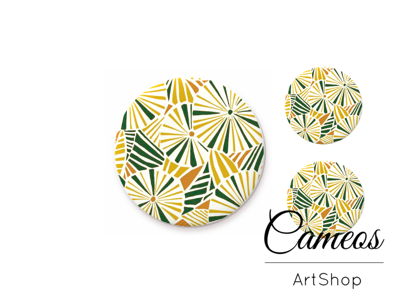 Glass cabochon set 1x25mm and 2x12mm or 1x20mm and 2x10mm, Retro - S1487 - Cameos Art Shop