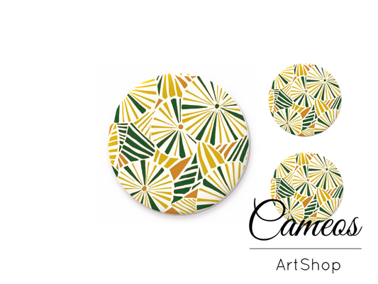 Glass cabochon set 1x25mm and 2x12mm or 1x20mm and 2x10mm, Retro - S1487 - Cameos Art Shop