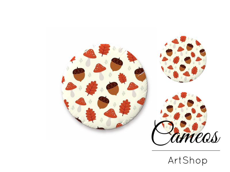 Glass cabochon set 1x25mm and 2x12mm or 1x20mm and 2x10mm, Autumn - S1503 - Cameos Art Shop