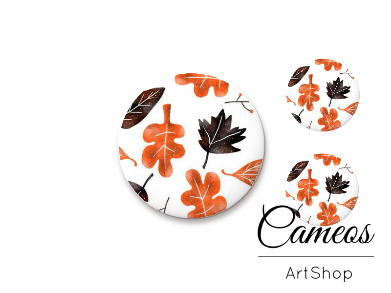 Glass cabochon set 1x25mm and 2x12mm or 1x20mm and 2x10mm, Autumn - S1508 - Cameos Art Shop