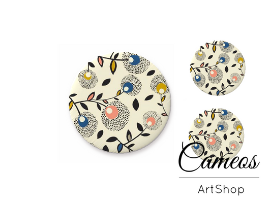 Glass cabochon set 1x25mm and 2x12mm or 1x20mm and 2x10mm, Beige Retro- S1522 - Cameos Art Shop