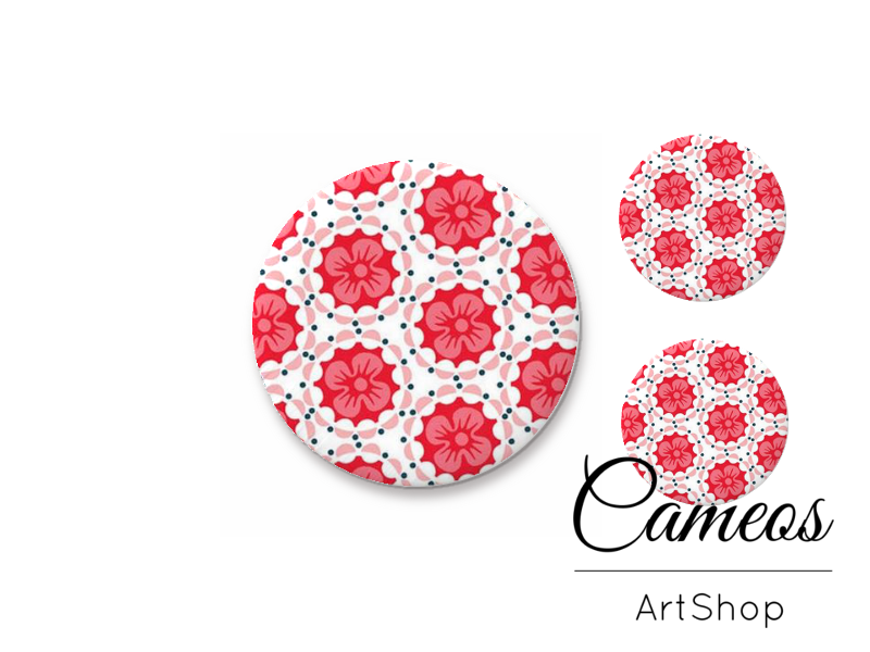 Glass cabochon set 1x25mm and 2x12mm or 1x20mm and 2x10mm, Mandala- S1530 - Cameos Art Shop