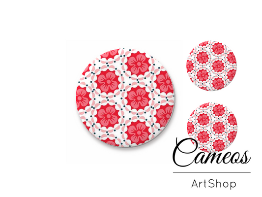 Glass cabochon set 1x25mm and 2x12mm or 1x20mm and 2x10mm, Mandala- S1530 - Cameos Art Shop
