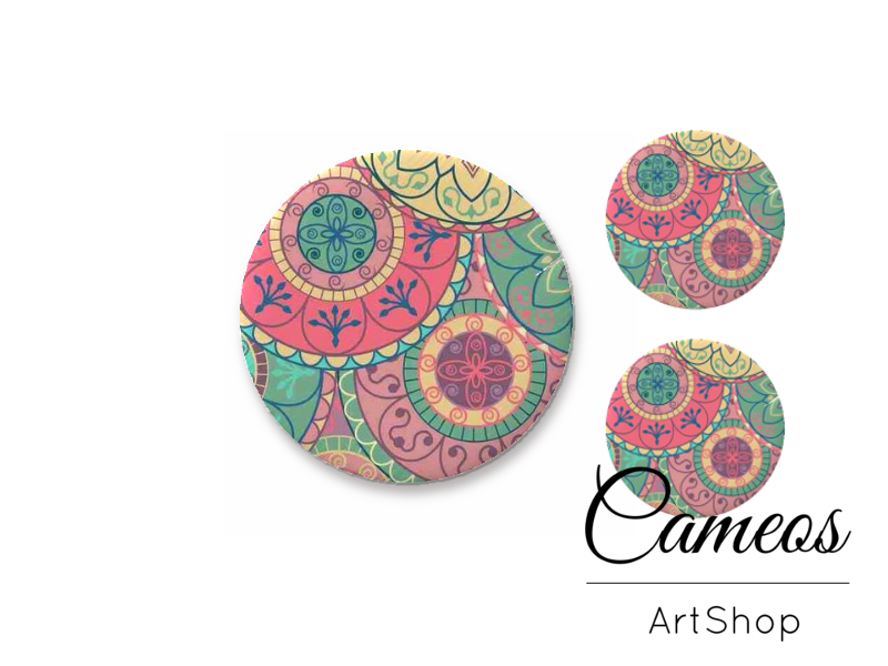 Glass cabochon set 1x25mm and 2x12mm or 1x20mm and 2x10mm, Retro- S1531 - Cameos Art Shop
