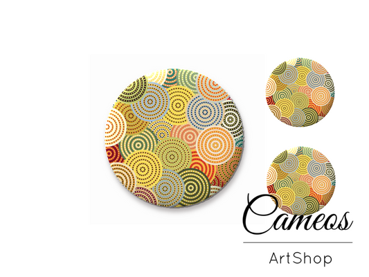Glass cabochon set 1x25mm and 2x12mm or 1x20mm and 2x10mm, Retro- S1539 - Cameos Art Shop