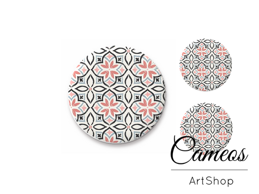 Glass cabochon set 1x25mm and 2x12mm or 1x20mm and 2x10mm, Mosaic- S1541 - Cameos Art Shop