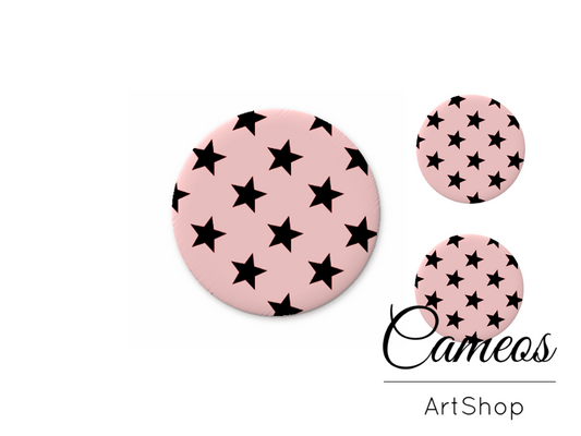Glass cabochon set 1x25mm and 2x12mm or 1x20mm and 2x10mm, Stars- S1545 - Cameos Art Shop