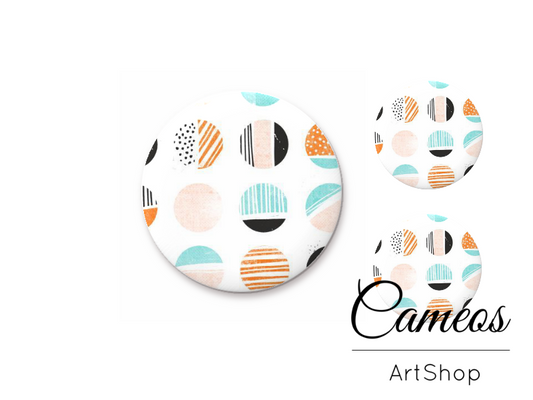 Glass cabochon set 1x25mm and 2x12mm or 1x20mm and 2x10mm, Retro- S1559 - Cameos Art Shop