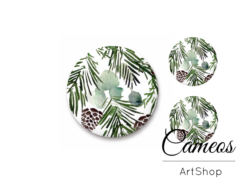 Glass cabochon set 1x25mm and 2x12mm or 1x20mm and 2x10mm, Autumn- S1561 - Cameos Art Shop