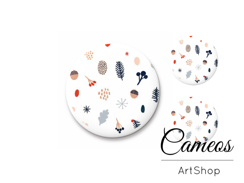 Glass cabochon set 1x25mm and 2x12mm or 1x20mm and 2x10mm, Autumn- S1562 - Cameos Art Shop