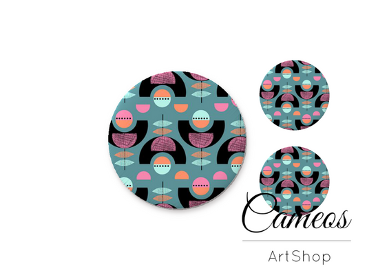 Glass dome cabochon set 1x25mm and 2x12mm or 1x20mm and 2x10mm,Flowers- S1580 - Cameos Art Shop