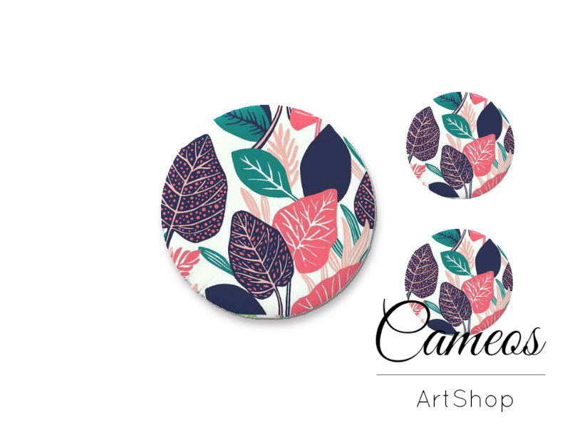 Glass dome cabochon set 1x25mm and 2x12mm or 1x20mm and 2x10mm,Flowers- S1586 - Cameos Art Shop