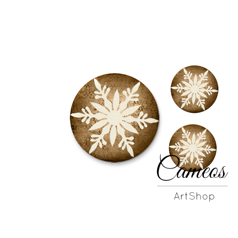 Glass dome cabochon set 1x25mm and 2x12mm or 1x20mm and 2x10mm, Christmas Motive- S1589 - Cameos Art Shop