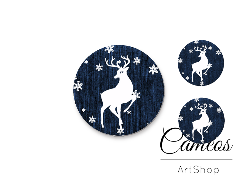 Glass dome cabochon set 1x25mm and 2x12mm or 1x20mm and 2x10mm, Christmas Motive- S1592 - Cameos Art Shop