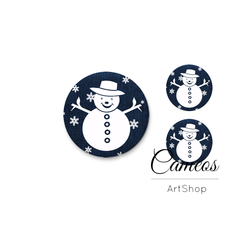 Glass dome cabochon set 1x25mm and 2x12mm or 1x20mm and 2x10mm, Christmas Motive- S1595 - Cameos Art Shop