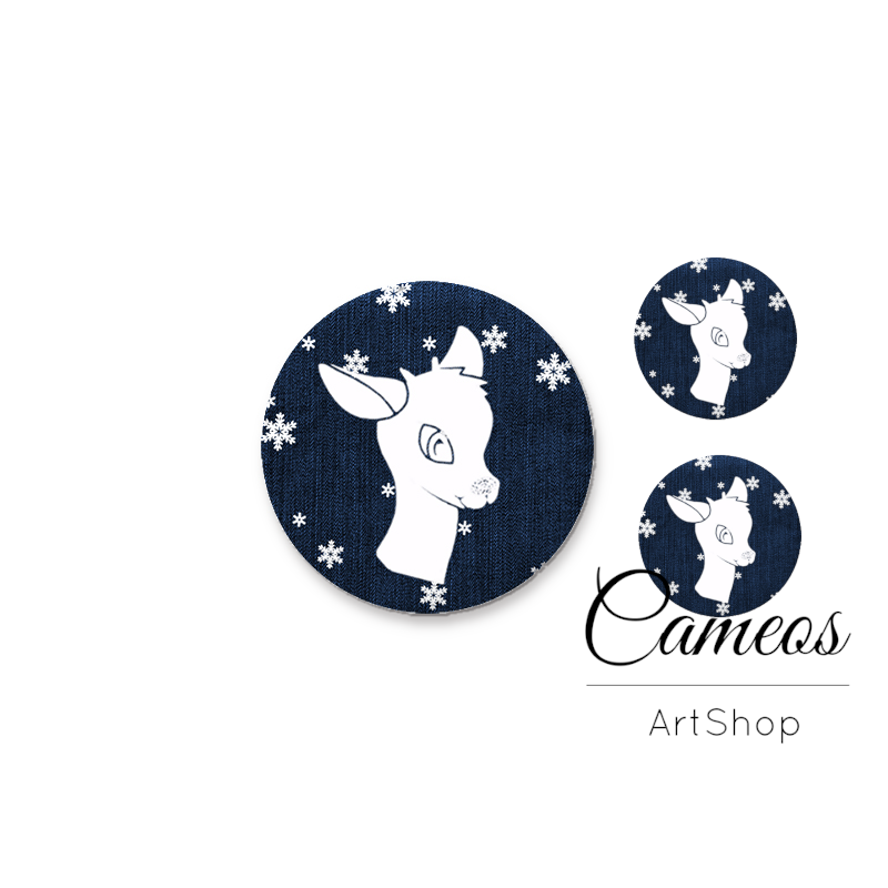 Glass dome cabochon set 1x25mm and 2x12mm or 1x20mm and 2x10mm, Christmas Motive- S1596 - Cameos Art Shop