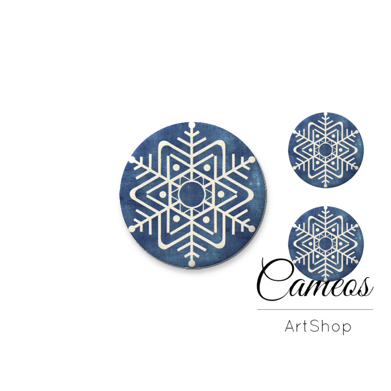 Glass dome cabochon set 1x25mm and 2x12mm or 1x20mm and 2x10mm, Christmas Motive- S1597 - Cameos Art Shop