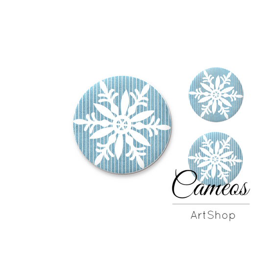 Glass dome cabochon set 1x25mm and 2x12mm or 1x20mm and 2x10mm, Christmas Motive- S1598 - Cameos Art Shop