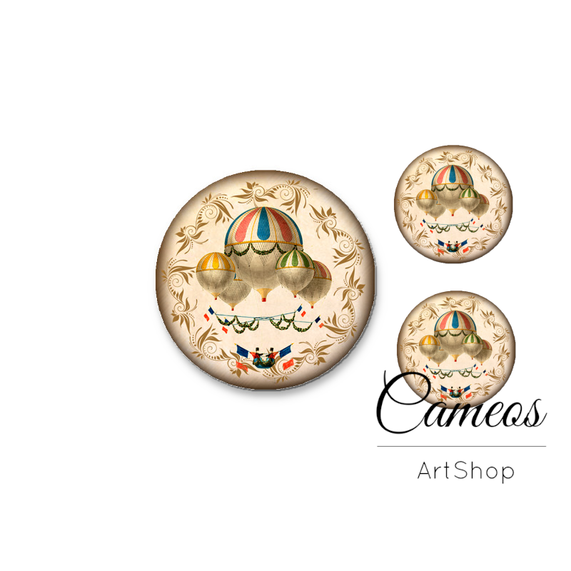 Glass cabochon set 1x25mm and 2x12mm or 1x20mm and 2x10mm, Vintage - S1619