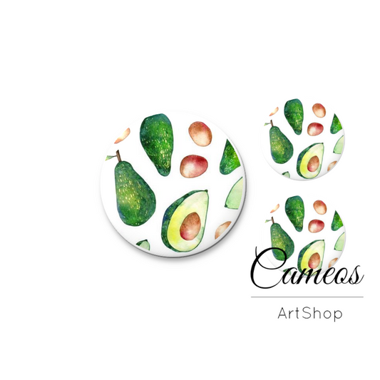 Glass cabochon set 1x25mm and 2x12mm or 1x20mm and 2x10mm, Avocado - S1620