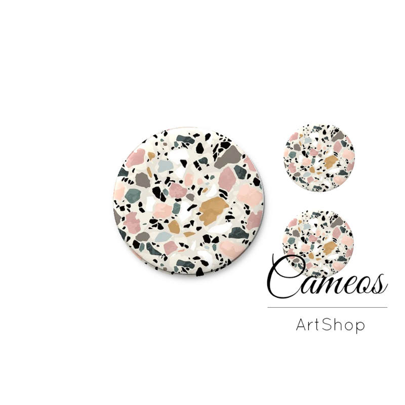 Glass cabochon set 1x25mm and 2x12mm or 1x20mm and 2x10mm, Retro - S1623