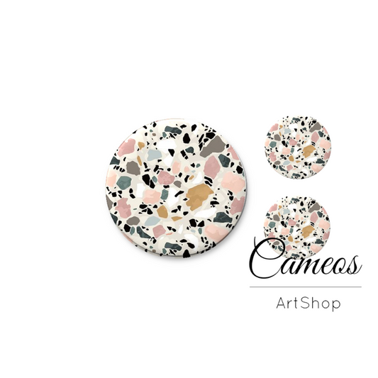 Glass cabochon set 1x25mm and 2x12mm or 1x20mm and 2x10mm, Retro - S1623