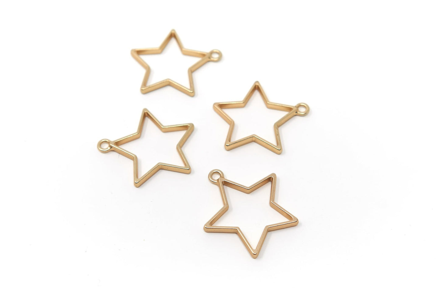 3 pcs 35mm Gold Stars Charms, Open Back Bezels, Large Matte Gold Pendants