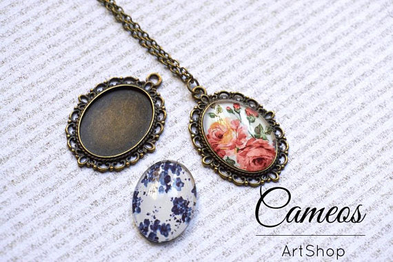 Pendant Trays Oval Antique Bronze for 18x25mm Cabochons 20 pieces - Cameos Art Shop