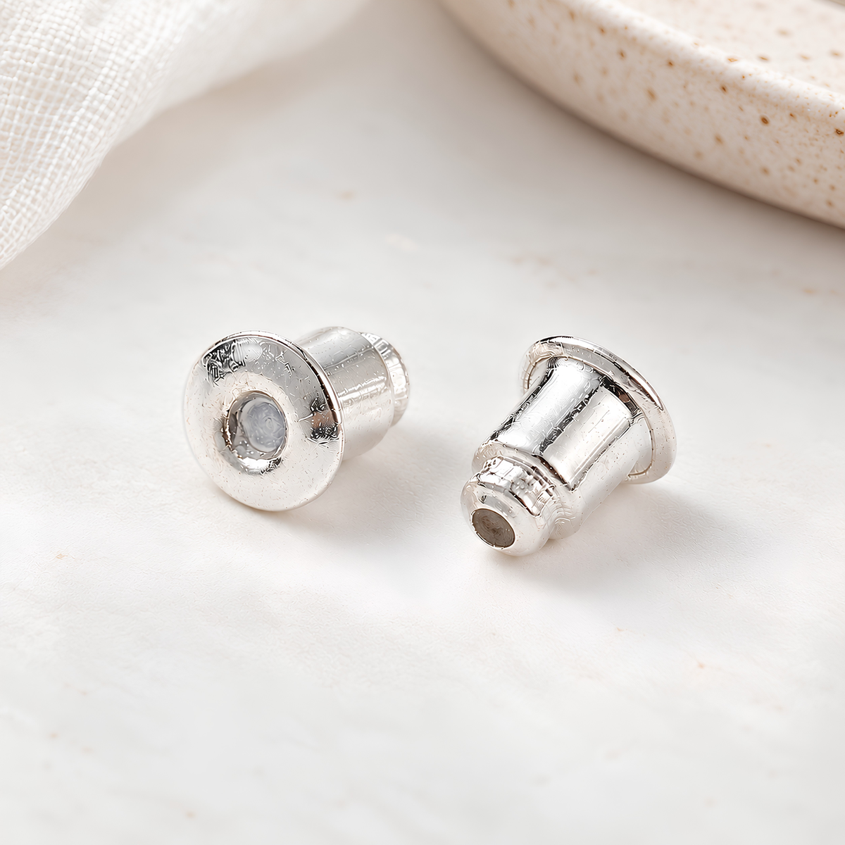 50 pcs Silver Tone Earring Backs – Brass Ear Nuts, 6mm
