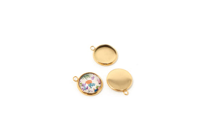 10 pcs Blank pendant tray Gold Color, 304 Stainless Steel Pendant for 12mm cabochons - Cameos Art Shop