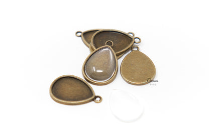 Teardrop Pendant Trays for 18x25mm Cabochons – Bronze, 10 Pcs