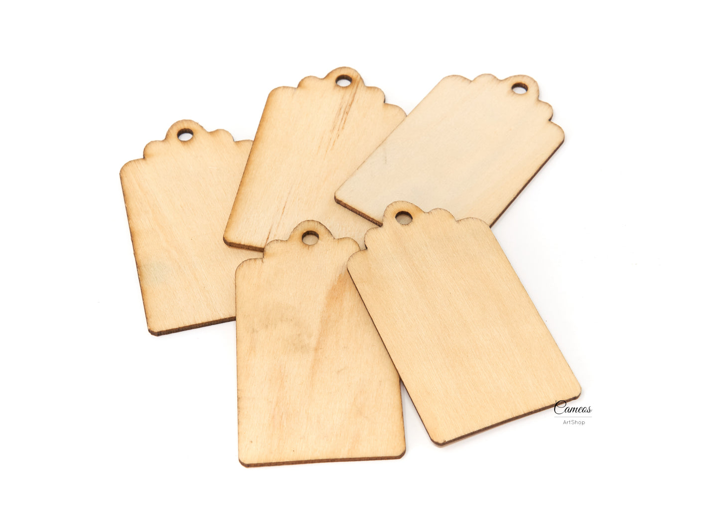 Natural Wood Pendants, Unfinished Wood Pendant, Gift Tag, Wood Shape Craft Supply,  5 pcs