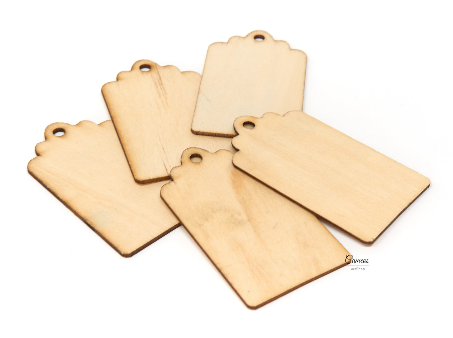 Natural Wood Pendants, Unfinished Wood Pendant, Gift Tag, Wood Shape Craft Supply,  5 pcs