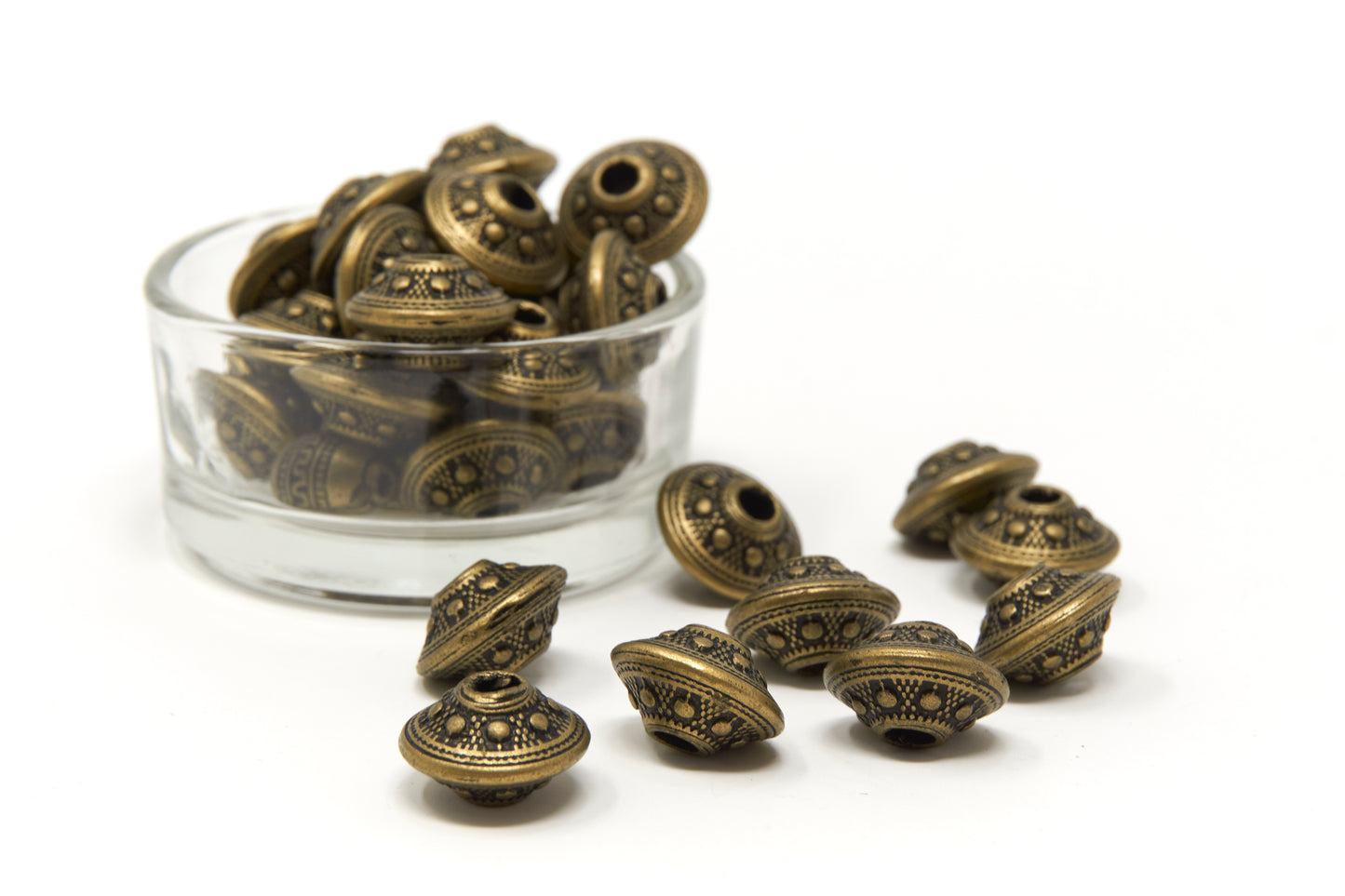 Bronze Acrylic Bicone Beads, Vintage Bronze Etched Spacer Bead for Jewelry making, 20 pcs
