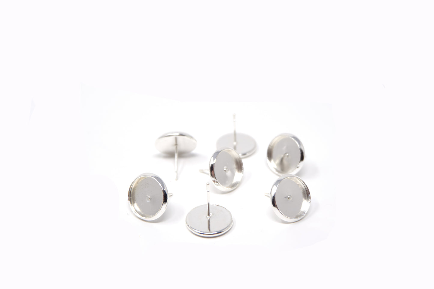 Ear stud earring tray Silver for 12mm Cabochons 36 pieces - Cameos Art Shop