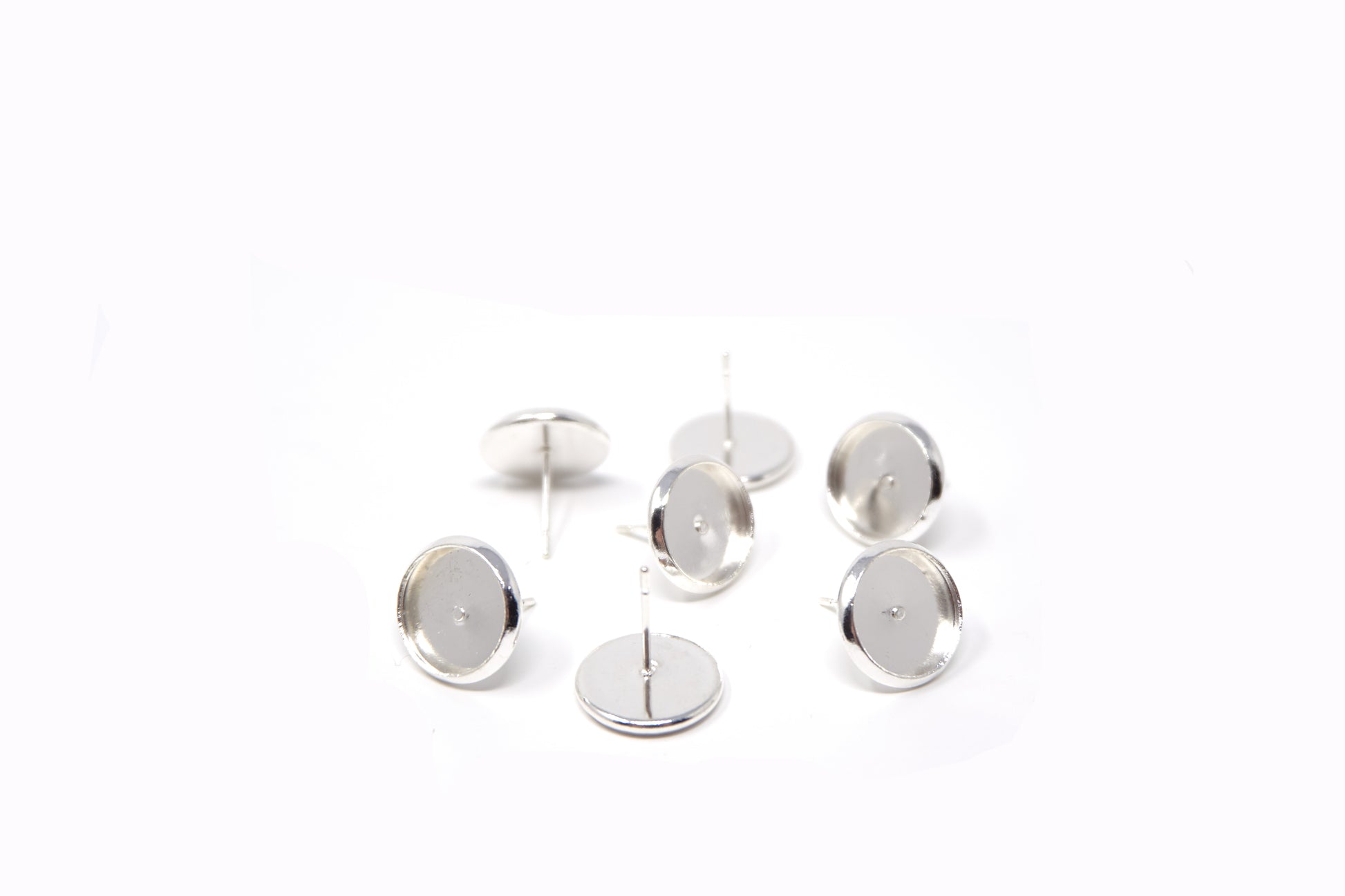 Ear stud earring tray Silver for 12mm Cabochons 20 pieces - Cameos Art Shop