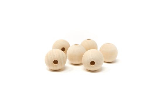 Natural Round Wood Beads 25mm 36 pieces - Cameos Art Shop