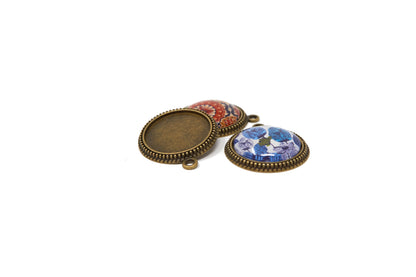 Round Pendant Trays Antique Bronze for 25mm Cabochons 10 pieces - Cameos Art Shop