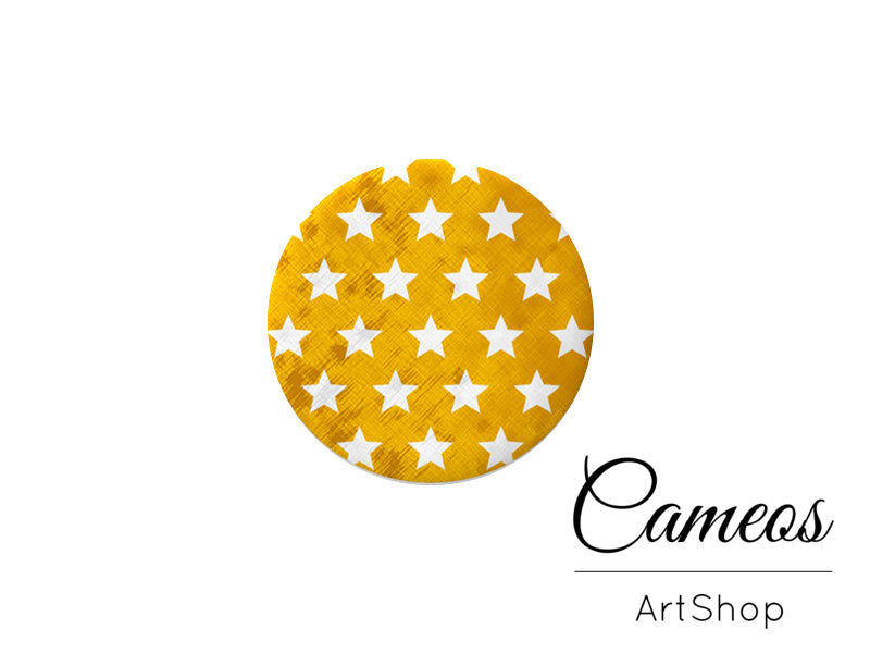 Round handmade glass cabochons 8mm up to 25mm, Stars Motive- G901 - Cameos Art Shop