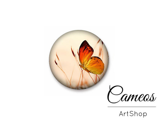 Round handmade glass cabochons 8mm up to 25mm, Butterfly Motive- G912 - Cameos Art Shop