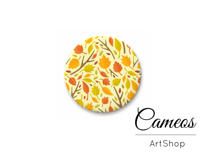 Round handmade glass cabochons 8mm up to 25mm, Leaves Motive- G914 - Cameos Art Shop