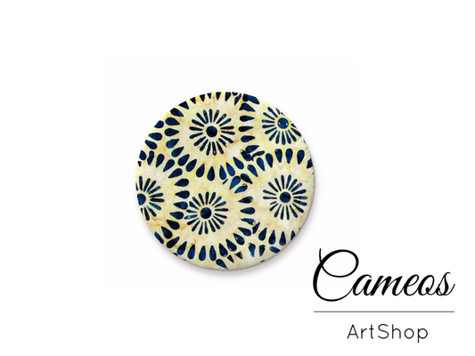 Round handmade glass cabochons 8mm up to 25mm, Retro Motive- G924 - Cameos Art Shop