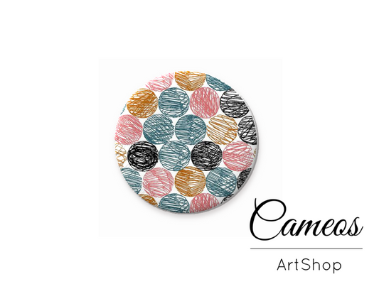Round handmade glass cabochons 8mm up to 25mm, Geometric Motive- G934 - Cameos Art Shop