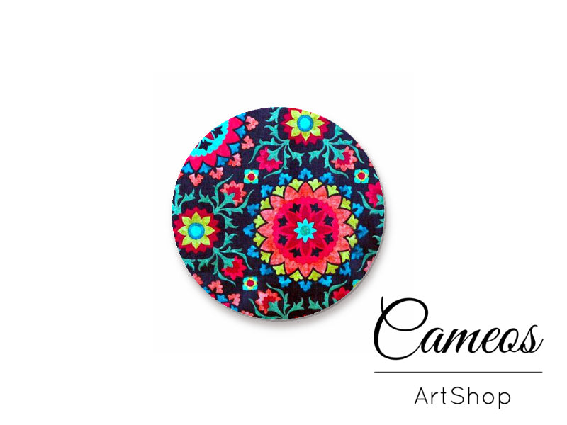Round handmade glass cabochons 8mm up to 25mm, Mandala Motive- G938 - Cameos Art Shop