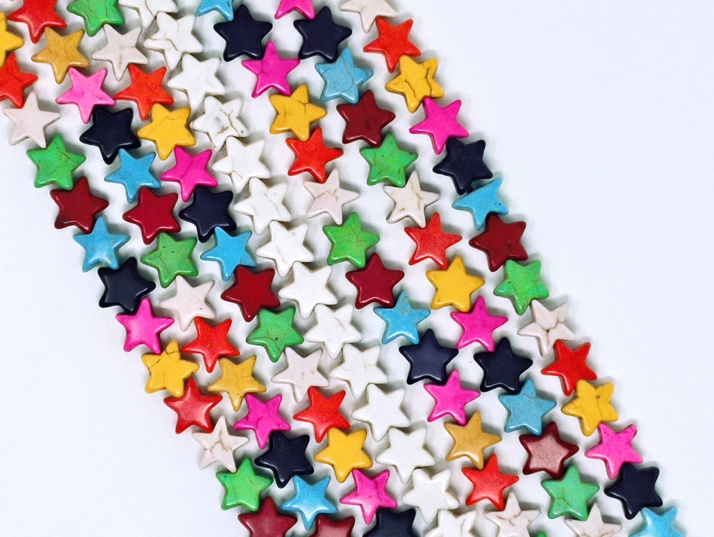 Star beads, Dyed Mixed Color Synthetic Turquoise Beads, 12 x 12mm, Set 25pcs