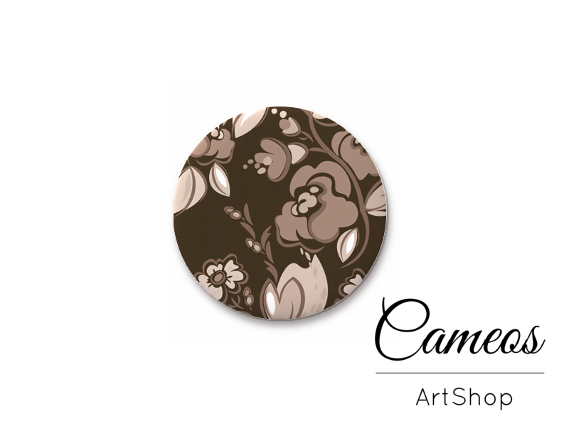 Round handmade glass cabochons 8mm up to 25mm, Floral Motive - L111 - Cameos Art Shop