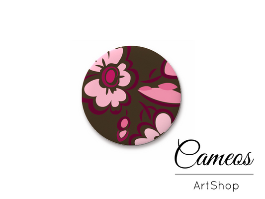 Round handmade glass cabochons 8mm up to 25mm, Floral Motive - L112 - Cameos Art Shop